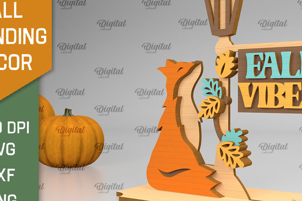 Intra απο ξύλο plywood  Χρώμα wenge 3mm-4mm πάχος - Fall Standing Decor LaserCut. Φθινοπωρινό Δίασταση 30x20 cm INTRAFABR-122894202