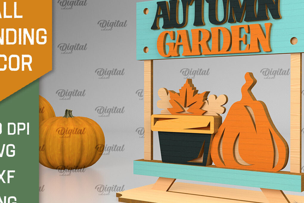 Intra απο ξύλο plywood  Χρώμα wenge 3mm-4mm πάχος - Fall Standing Decor LaserCut. Φθινοπωρινό Δίασταση 30x20 cm INTRAFABR-41012570