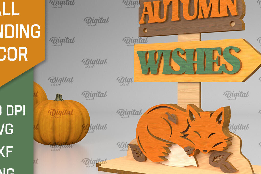 Intra απο ξύλο plywood  Χρώμα wenge 3mm-4mm πάχος - Fall Standing Decor LaserCut. Φθινοπωρινό Δίασταση 30x20 cm INTRAFABR-33215373