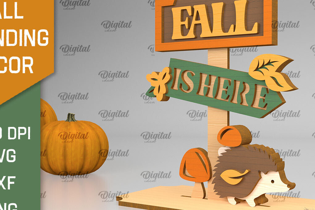 Intra απο ξύλο plywood  Χρώμα wenge 3mm-4mm πάχος - Fall Standing Decor LaserCut. Φθινοπωρινό Δίασταση 30x20 cm INTRAFABR-72301164