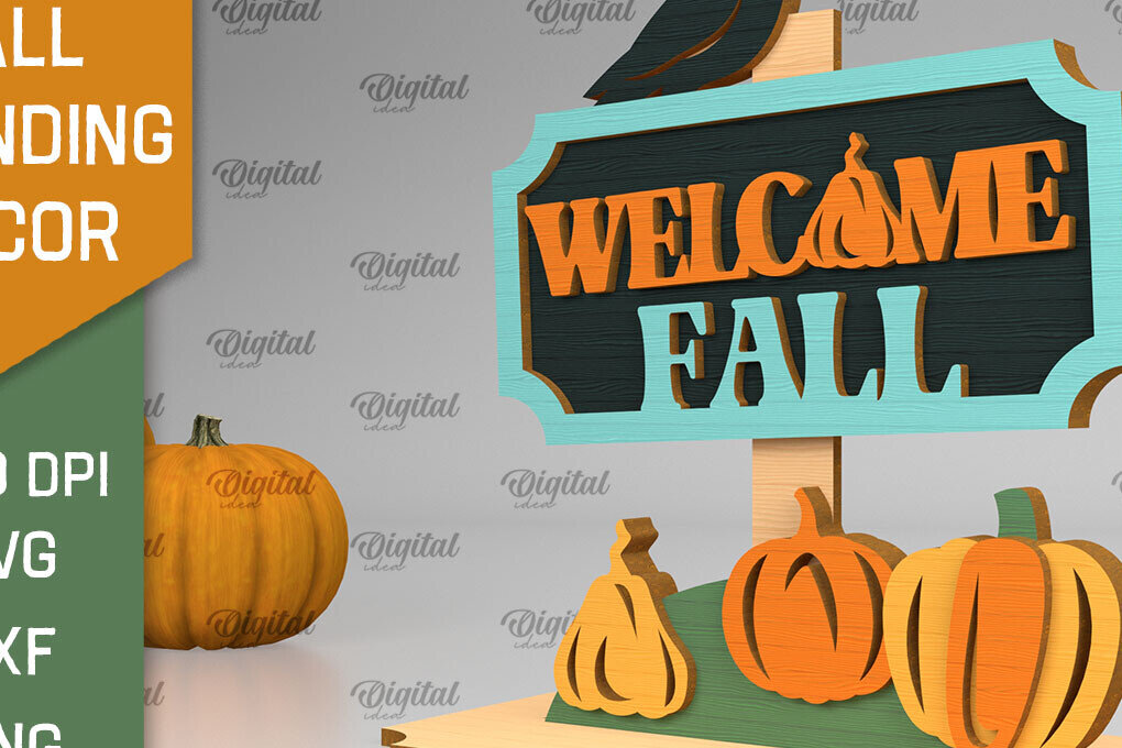 Intra απο ξύλο plywood  Χρώμα wenge 3mm-4mm πάχος - Fall Standing Decor LaserCut. Φθινοπωρινό Δίασταση 30x20 cm INTRAFABR-42123464