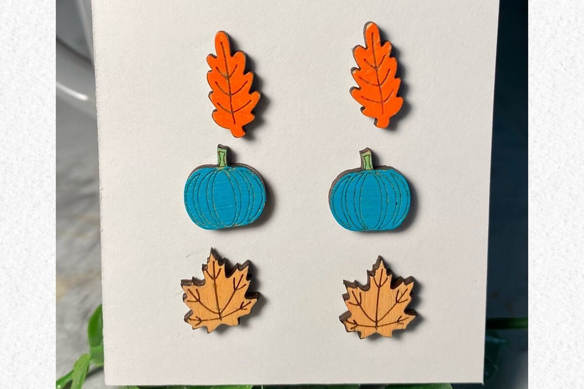 Σετ των 3 Intra απο ξύλο plywood  Χρώμα wenge 3mm-4mm πάχος - Πακέτο Laser Σκουλαρίκια Fall Stud Δίασταση 3x3 cm INTRAFABR-72823540