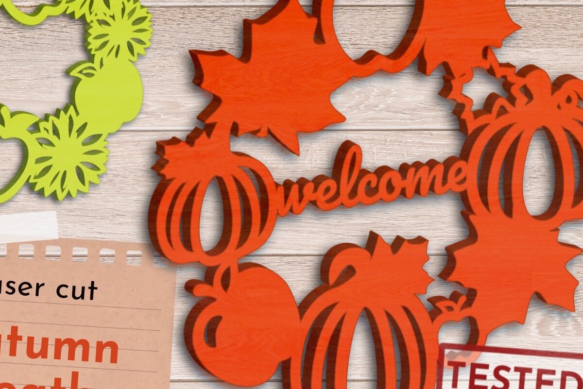 Intra απο ξύλο plywood  Χρώμα wenge 3mm-4mm πάχος - Φθινοπωρινό στεφάνι, Κρεμάστρα πόρτας Leaves Apples Δίασταση 30x20 cm INTRAFABR-67505211