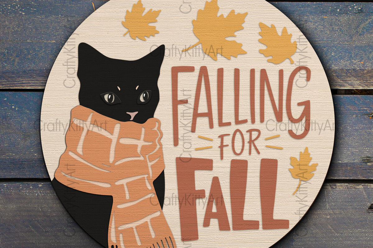 Intra απο ξύλο plywood  Χρώμα wenge 3mm-4mm πάχος - Falling for Fall 3D Cat Door Δίασταση 30x20 cm INTRAFABR-67524660