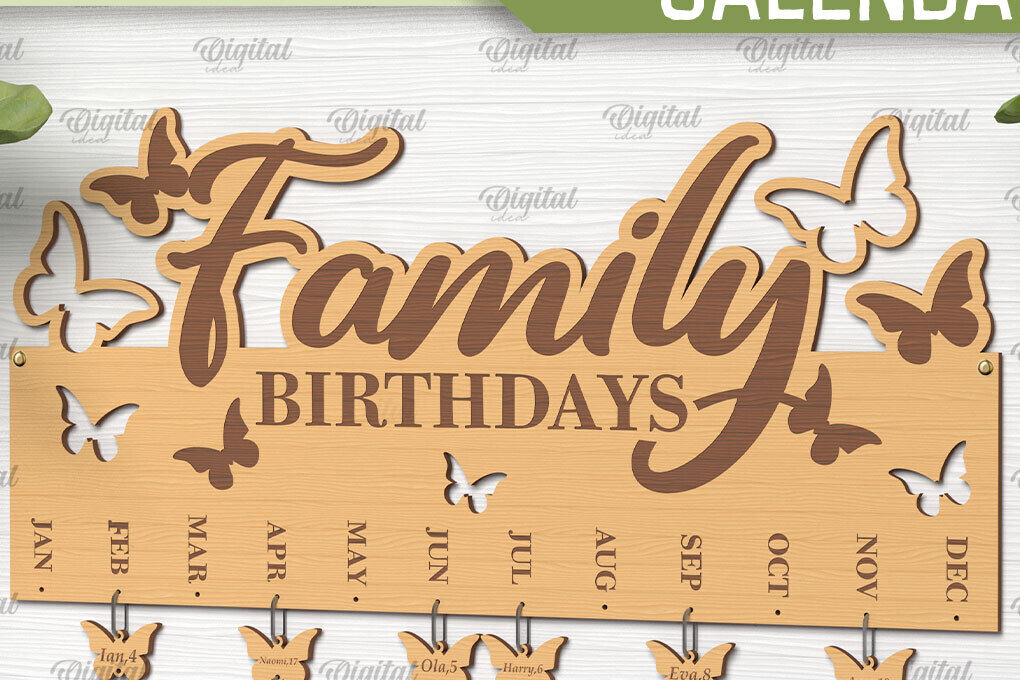 Σετ των 2 Intra απο ξύλο plywood  Χρώμα wenge 3mm-4mm πάχος - Οικογενειακό ημερολόγιο γενεθλίων Δίασταση 20x20 cm INTRAFABR-60780686