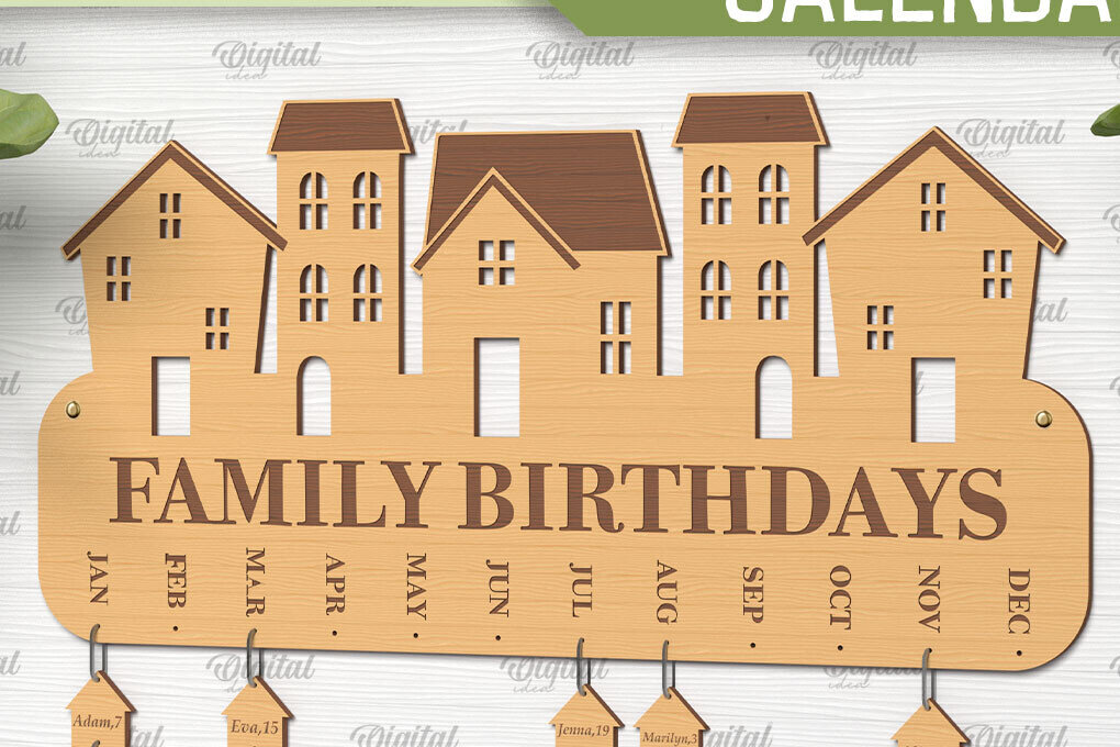 Σετ των 2 Intra απο ξύλο plywood  Χρώμα wenge 3mm-4mm πάχος - Οικογενειακό ημερολόγιο γενεθλίων Δίασταση 20x20 cm INTRAFABR-27748140