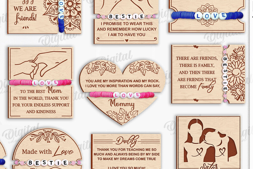 Σετ των 2 Intra απο ξύλο plywood  Χρώμα wenge 3mm-4mm πάχος - Πακέτο με θήκες για οικογενειακά βραχιόλια Δίασταση 4x4 cm INTRAFABR-93101580