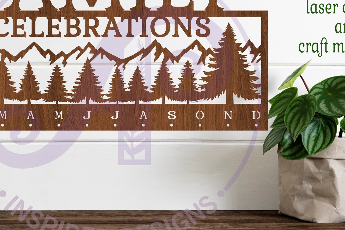 Intra απο ξύλο plywood  Χρώμα wenge 3mm-4mm πάχος - Ημερολόγιο οικογενειακών γιορτών Laser Δίασταση 40x50 cm INTRAFABR-28695939