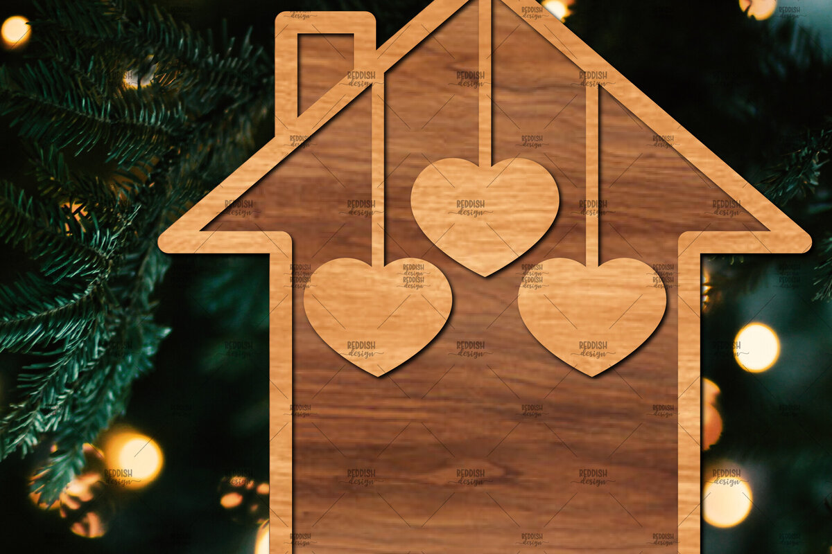 Σετ των 2 Intra απο ξύλο plywood  Χρώμα wenge 3mm-4mm πάχος - Οικογενειακή Χριστουγεννιάτικη Διακόσμηση Δίασταση 20x20 cm INTRAFABR-28693506