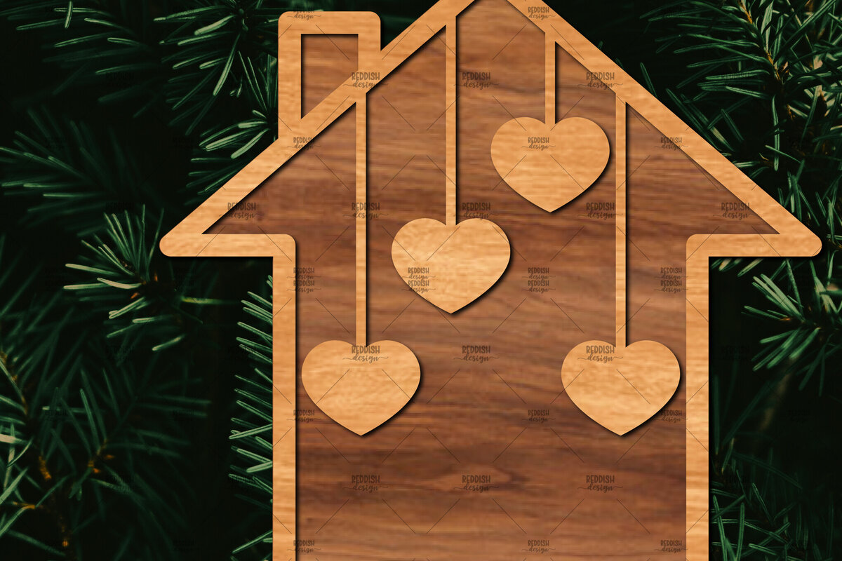 Σετ των 2 Intra απο ξύλο plywood  Χρώμα wenge 3mm-4mm πάχος - Οικογενειακή Χριστουγεννιάτικη Διακόσμηση Δίασταση 20x20 cm INTRAFABR-57750916