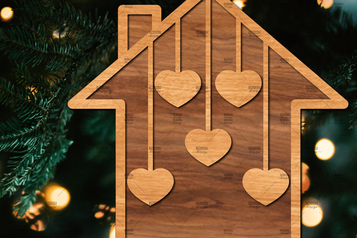 Σετ των 2 Intra απο ξύλο plywood  Χρώμα wenge 3mm-4mm πάχος - Οικογενειακή Χριστουγεννιάτικη Διακόσμηση Δίασταση 20x20 cm INTRAFABR-57751530