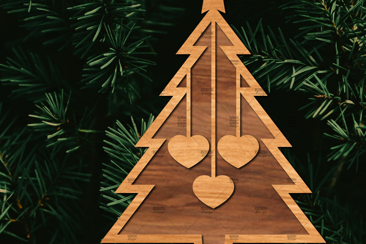 Σετ των 2 Intra απο ξύλο plywood  Χρώμα wenge 3mm-4mm πάχος - Οικογενειακή Χριστουγεννιάτικη Διακόσμηση Δίασταση 20x20 cm INTRAFABR-74665498