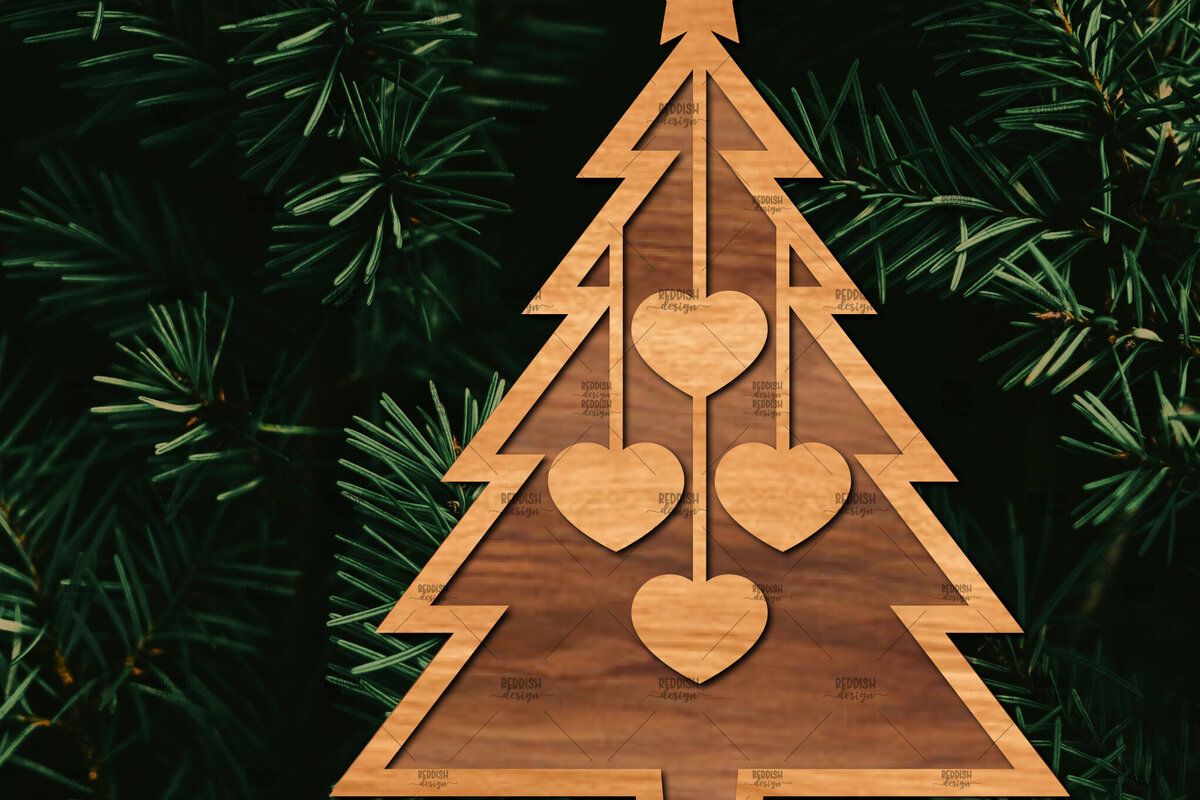 Σετ των 2 Intra απο ξύλο plywood  Χρώμα wenge 3mm-4mm πάχος - Οικογενειακή Χριστουγεννιάτικη Διακόσμηση Δίασταση 20x20 cm INTRAFABR-74665979