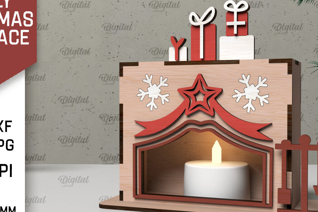 Σετ των 2 Intra απο ξύλο plywood  Χρώμα wenge 3mm-4mm πάχος - Οικογενειακό Χριστουγεννιάτικο τζάκι με λέιζερ Δίασταση 15x15 cm INTRAFABR-59397132