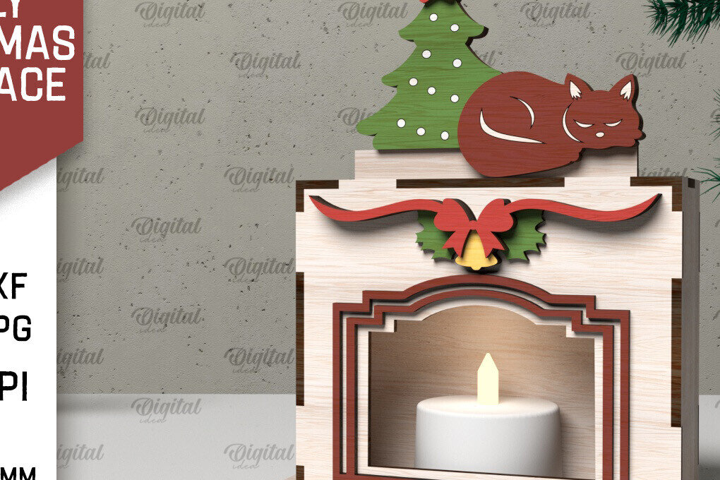 Σετ των 2 Intra απο ξύλο plywood  Χρώμα wenge 3mm-4mm πάχος - Οικογενειακό Χριστουγεννιάτικο τζάκι με λέιζερ Δίασταση 15x15 cm INTRAFABR-59386083