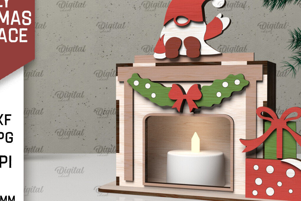 Σετ των 2 Intra απο ξύλο plywood  Χρώμα wenge 3mm-4mm πάχος - Οικογενειακό Χριστουγεννιάτικο τζάκι με λέιζερ Δίασταση 15x15 cm INTRAFABR-63589745