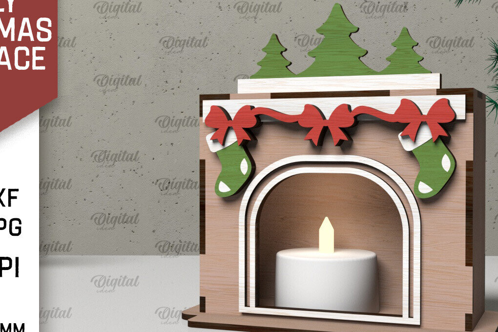 Σετ των 2 Intra απο ξύλο plywood  Χρώμα wenge 3mm-4mm πάχος - Οικογενειακό Χριστουγεννιάτικο τζάκι με λέιζερ Δίασταση 15x15 cm INTRAFABR-63597424