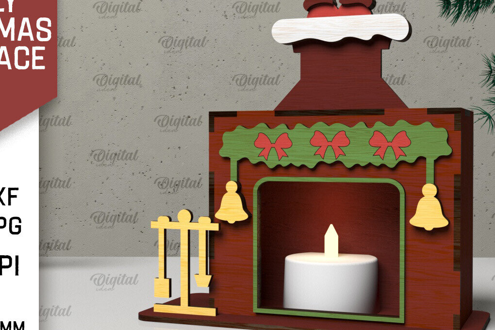 Σετ των 2 Intra απο ξύλο plywood  Χρώμα wenge 3mm-4mm πάχος - Οικογενειακό Χριστουγεννιάτικο τζάκι με λέιζερ Δίασταση 15x15 cm INTRAFABR-63628823