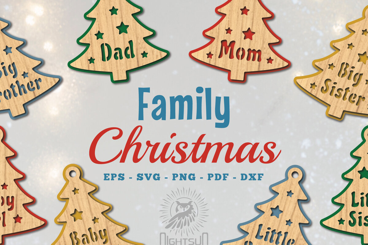 Σετ των 2 Intra απο ξύλο plywood  Χρώμα wenge 3mm-4mm πάχος - Οικογενειακό χριστουγεννιάτικο στολίδι με Δίασταση 6x6 cm INTRAFABR-86731706