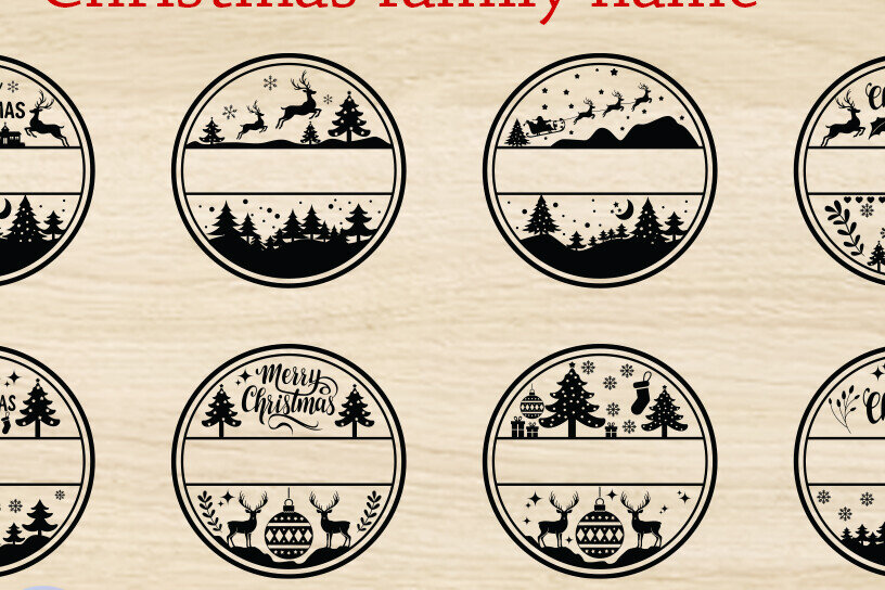 Σετ των 2 Intra απο ξύλο plywood  Χρώμα wenge 3mm-4mm πάχος - Οικογενειακό Χριστουγεννιάτικο Όνομα , Χριστούγεννα Δίασταση 20x20 cm INTRAFABR-63585335