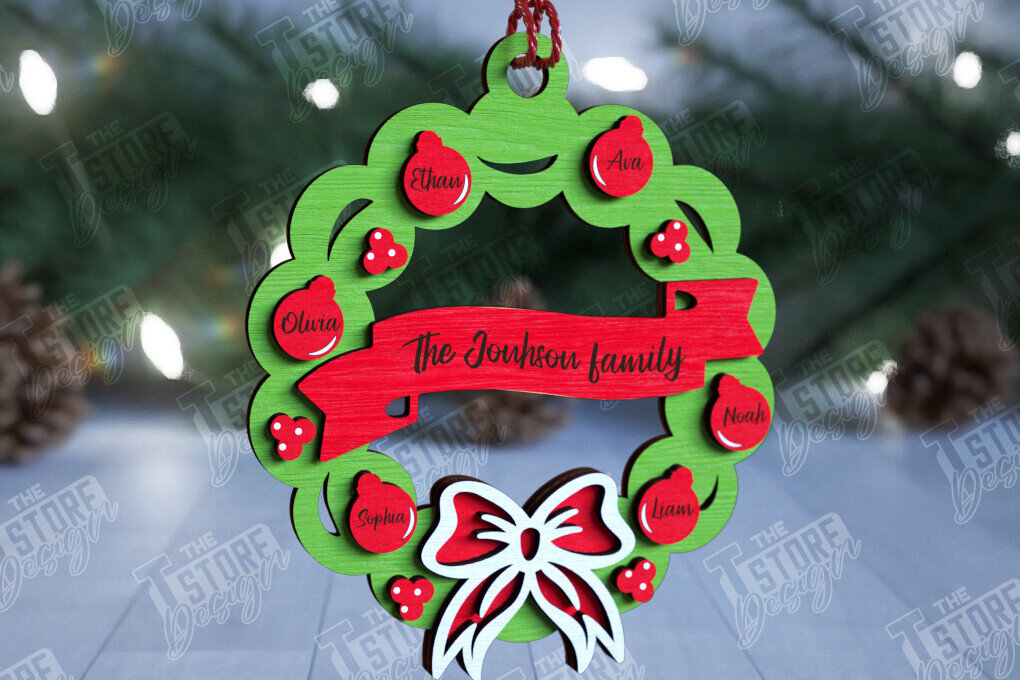 Σετ των 2 Intra απο ξύλο plywood  Χρώμα wenge 3mm-4mm πάχος - Οικογενειακό Χριστουγεννιάτικο Στολίδι | Ιδέα δώρου Δίασταση 6x6 cm INTRAFABR-71420367