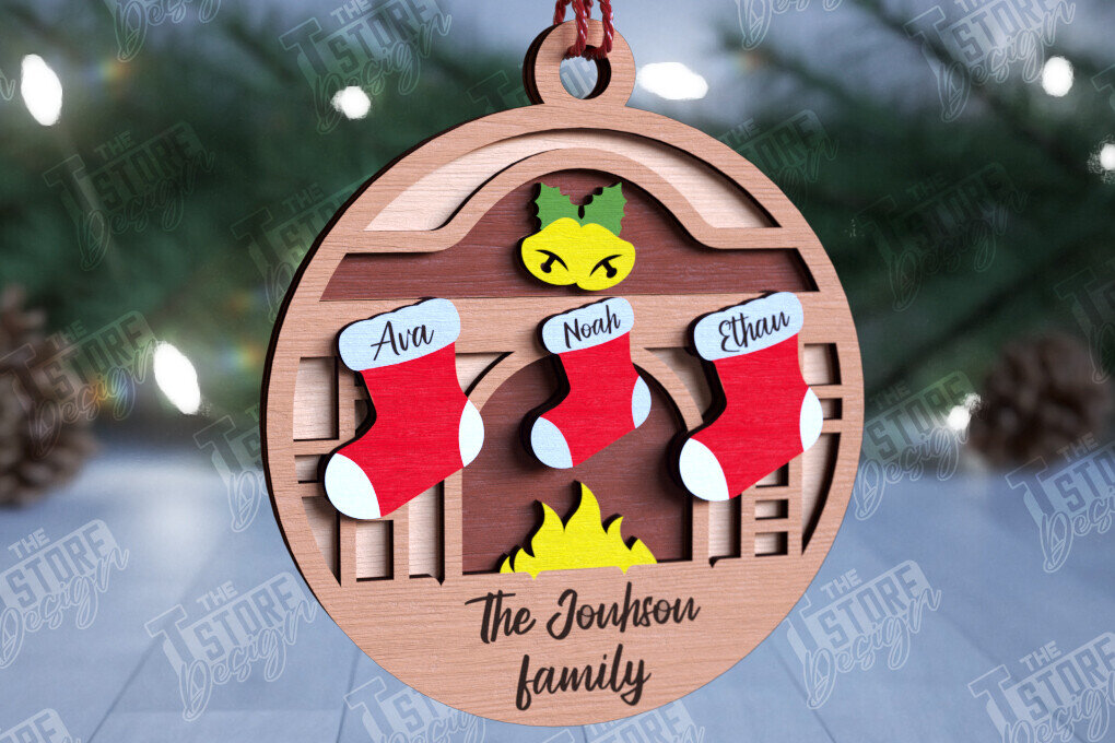 Σετ των 2 Intra απο ξύλο plywood  Χρώμα wenge 3mm-4mm πάχος - Οικογενειακό Χριστουγεννιάτικο Στολίδι | Ιδέα δώρου Δίασταση 6x6 cm INTRAFABR-71417709