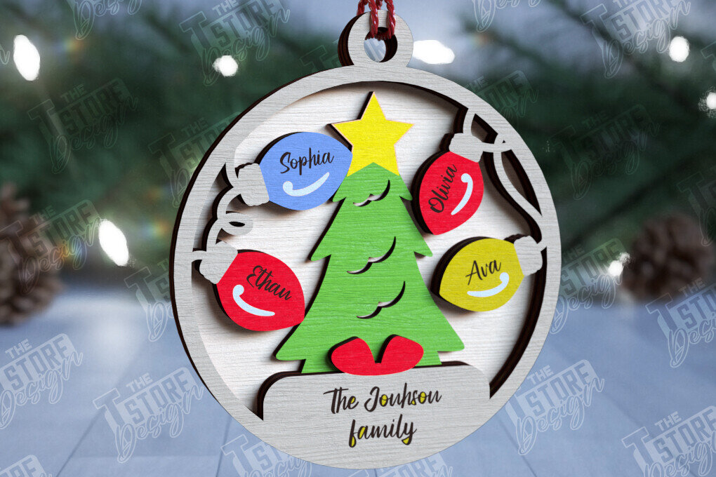 Σετ των 2 Intra απο ξύλο plywood  Χρώμα wenge 3mm-4mm πάχος - Οικογενειακό Χριστουγεννιάτικο Στολίδι | Ιδέα δώρου Δίασταση 6x6 cm INTRAFABR-71462881