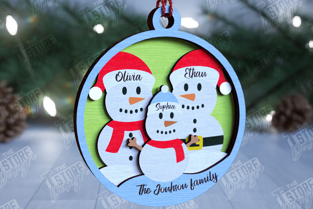 Σετ των 2 Intra απο ξύλο plywood  Χρώμα wenge 3mm-4mm πάχος - Οικογενειακό Χριστουγεννιάτικο Στολίδι | Ιδέα δώρου Δίασταση 6x6 cm INTRAFABR-71426139