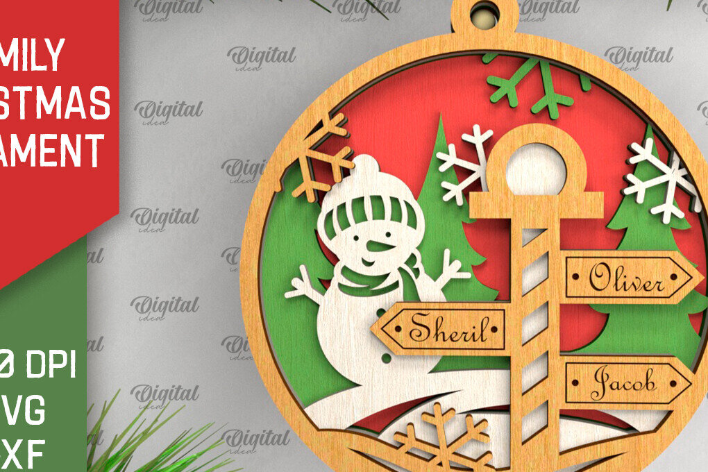 Σετ των 2 Intra απο ξύλο plywood  Χρώμα wenge 3mm-4mm πάχος - Οικογενειακό χριστουγεννιάτικο στολίδι με λέιζερ Δίασταση 6x6 cm INTRAFABR-41667815