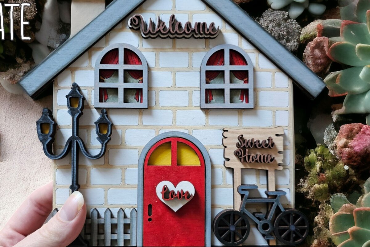 Σετ των 2 Intra απο ξύλο plywood  Χρώμα wenge 3mm-4mm πάχος - Οικογενειακές θήκες για μπρελόκ, Λέιζερ Μπρελόκ τοίχου Δίασταση 4x4 cm INTRAFABR-95642689