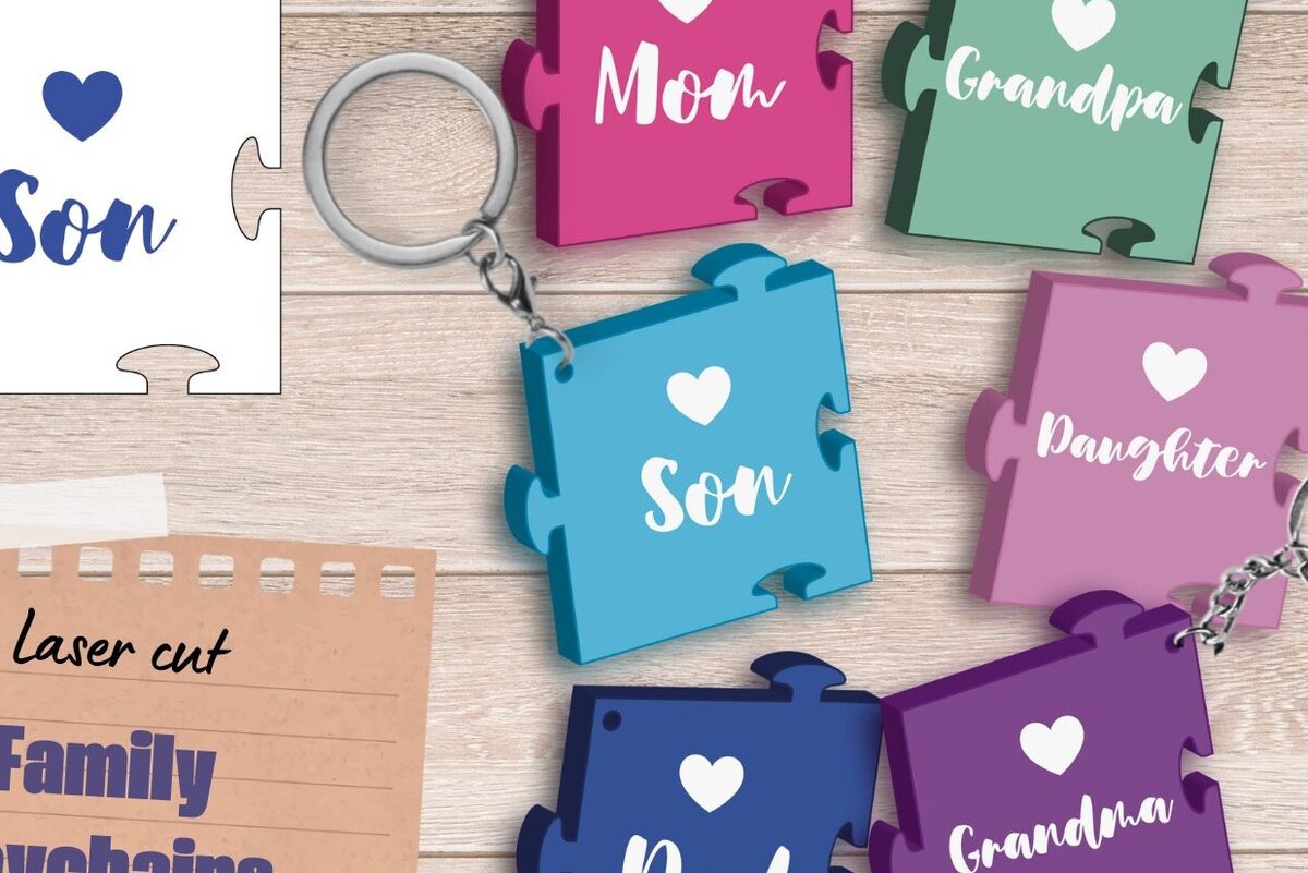 Σετ των 2 Intra απο ξύλο plywood  Χρώμα wenge 3mm-4mm πάχος - με λέιζερ Family Keychain, Charm Δίασταση 4x4 cm INTRAFABR-95642722