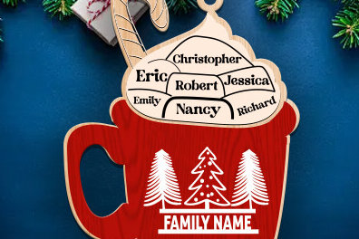 Σετ των 2 Intra απο ξύλο plywood  Χρώμα wenge 3mm-4mm πάχος - Οικογενειακό Στολίδι Hot Cocoa Laser Δίασταση 6x6 cm INTRAFABR-105321467