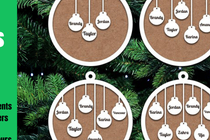 Σετ των 2 Intra απο ξύλο plywood  Χρώμα wenge 3mm-4mm πάχος - με λέιζερ Family Ornaments Δίασταση 2x4 cm INTRAFABR-91509835