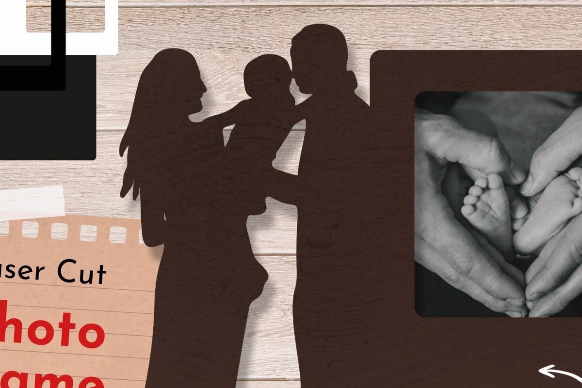 Intra απο ξύλο plywood  Χρώμα wenge 3mm-4mm πάχος - Οικογενειακή κορνίζα φωτογραφιών , Baby Δίασταση 20x25 cm INTRAFABR-31916246