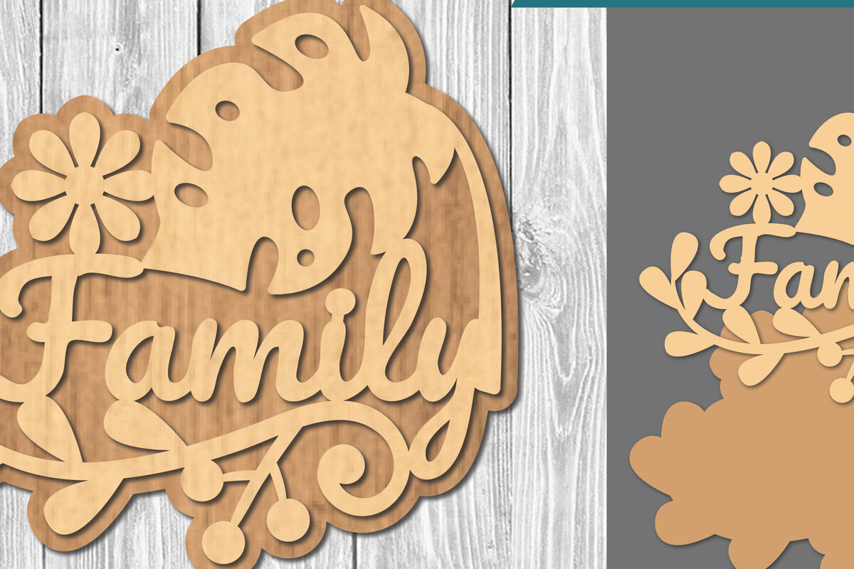 Σετ των 2 Intra απο ξύλο plywood  Χρώμα wenge 3mm-4mm πάχος - Οικογενειακά αποσπάσματα Σήμα κοπής λέιζερ 1 Δίασταση 20x20 cm INTRAFABR-114285240