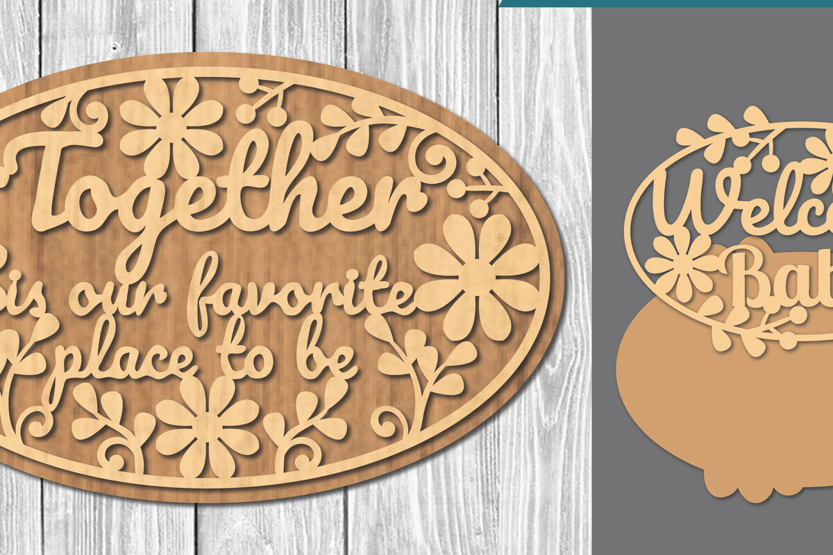 Σετ των 2 Intra απο ξύλο plywood  Χρώμα wenge 3mm-4mm πάχος - Οικογενειακά αποσπάσματα Σήμα κοπής λέιζερ 2 Δίασταση 20x20 cm INTRAFABR-103874481