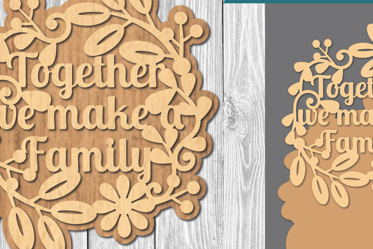 Σετ των 2 Intra απο ξύλο plywood  Χρώμα wenge 3mm-4mm πάχος - Οικογενειακά αποσπάσματα Σήμα κοπής λέιζερ 4 Δίασταση 20x20 cm INTRAFABR-73769169