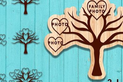 Σετ των 2 Intra απο ξύλο plywood  Χρώμα wenge 3mm-4mm πάχος - Οικογενειακό Δέντρο Δίασταση 20x20 cm INTRAFABR-25006329