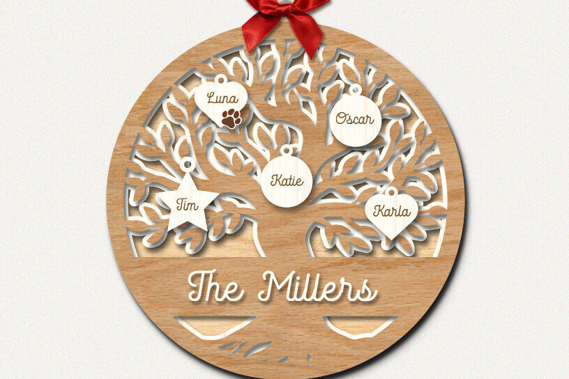 Σετ των 2 Intra απο ξύλο plywood  Χρώμα wenge 3mm-4mm πάχος - Στολίδια οικογενειακού δέντρου Δίασταση 6x6 cm INTRAFABR-29216526