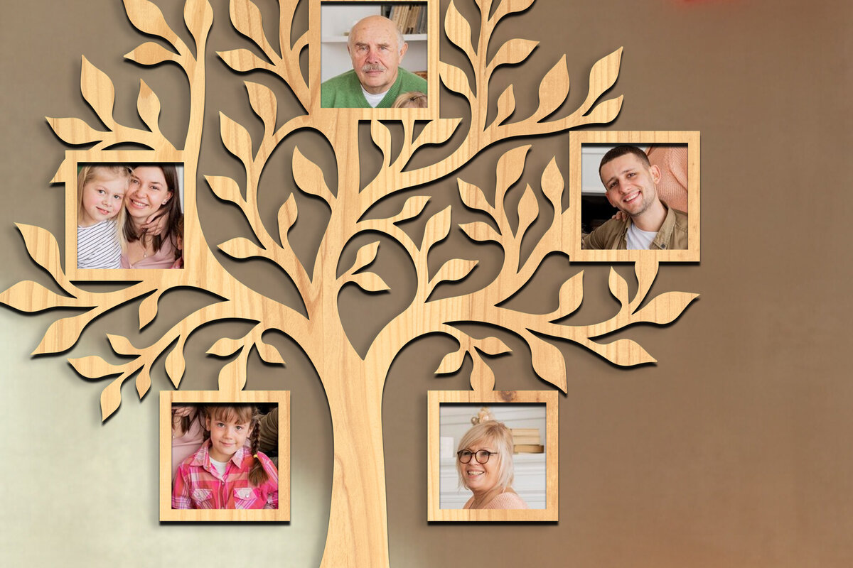 Intra απο ξύλο plywood  Χρώμα wenge 3mm-4mm πάχος - Οικογενειακό δέντρο Κορνίζα φωτογραφιών Δίασταση 20x25 cm INTRAFABR-73261173