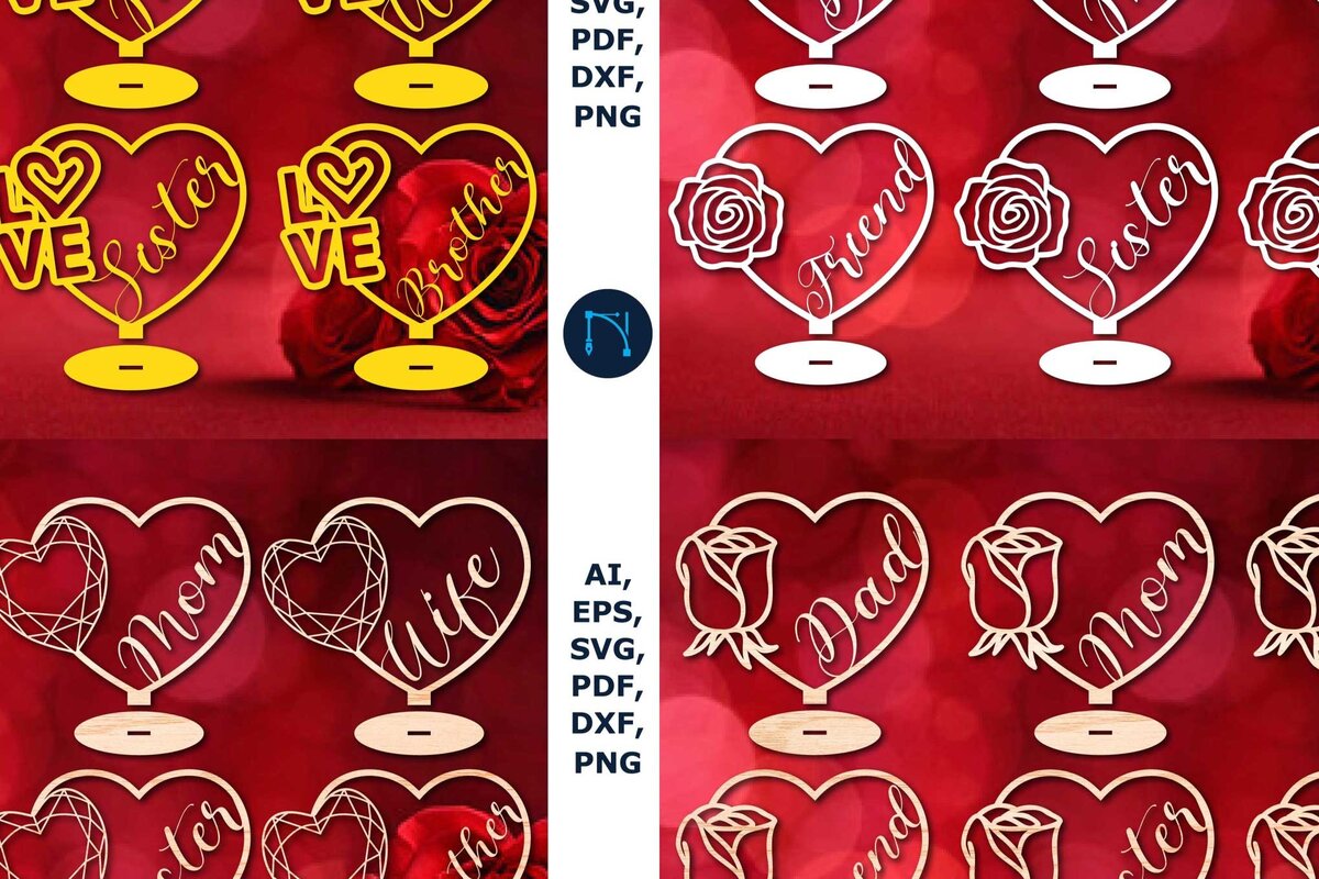 Intra απο ξύλο plywood  Χρώμα wenge 3mm-4mm πάχος - Πακέτο Family Decorations Valentine Δίασταση 25x25 cm INTRAFABR-71600010