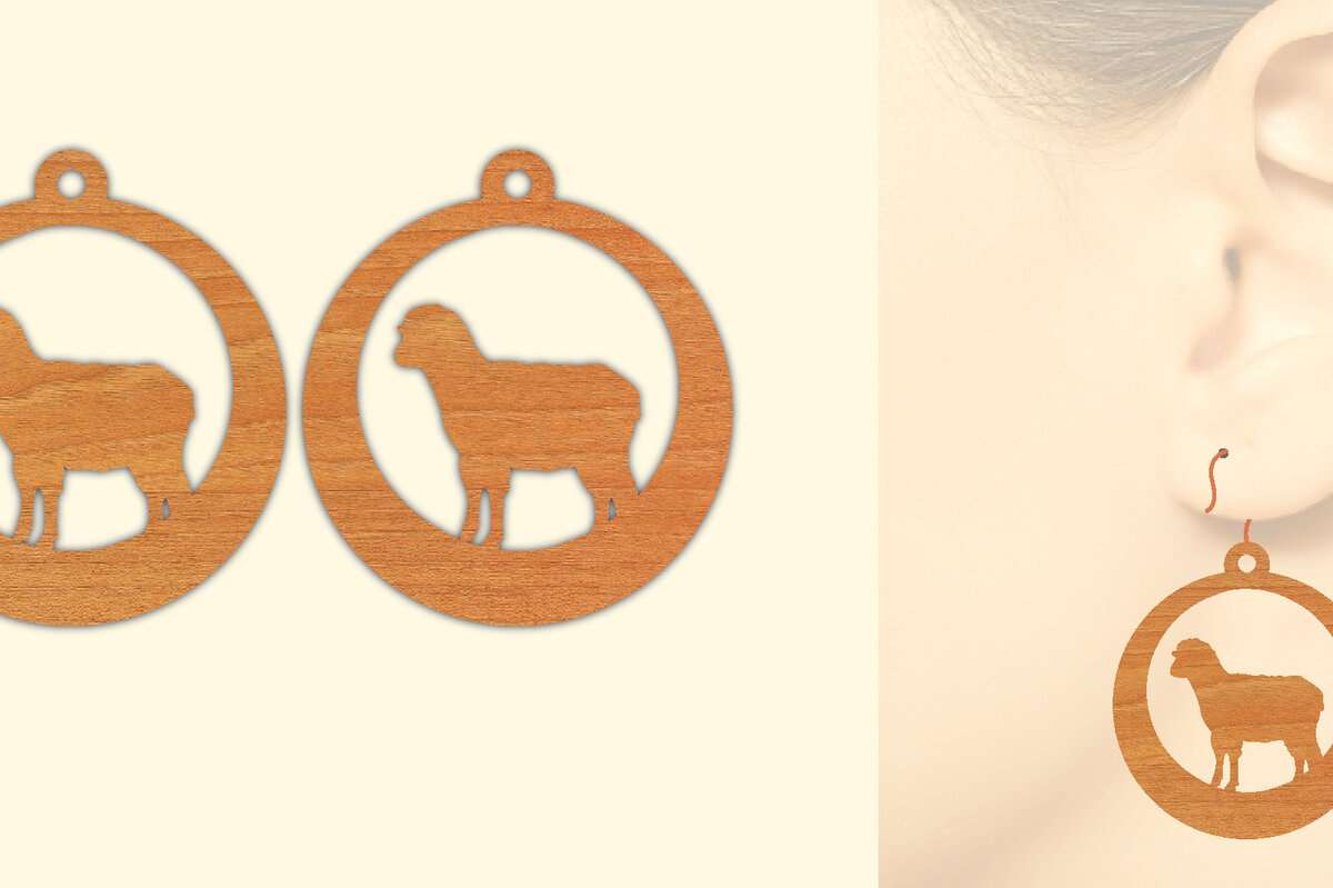 Σετ των 3 Intra απο ξύλο plywood  Χρώμα wenge 3mm-4mm πάχος - Ξύλινα σκουλαρίκια Farm Animal Κατσικίσια Δίασταση 3x3 cm INTRAFABR-25399744