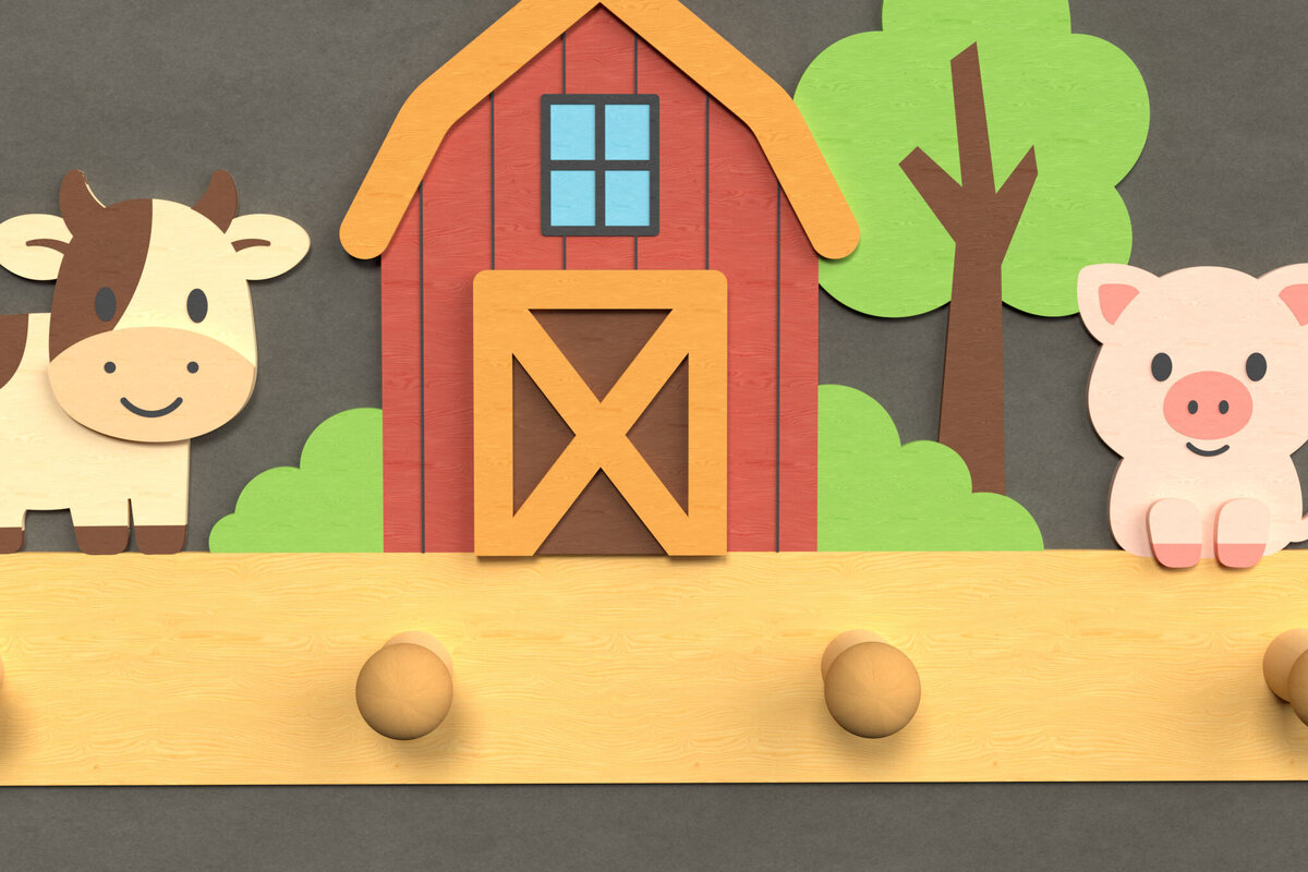 Σετ των 2 Intra απο ξύλο plywood  Χρώμα wenge 3mm-4mm πάχος - Γάντζος τοίχου Farm Animal Δίασταση 6x6 cm INTRAFABR-23924233