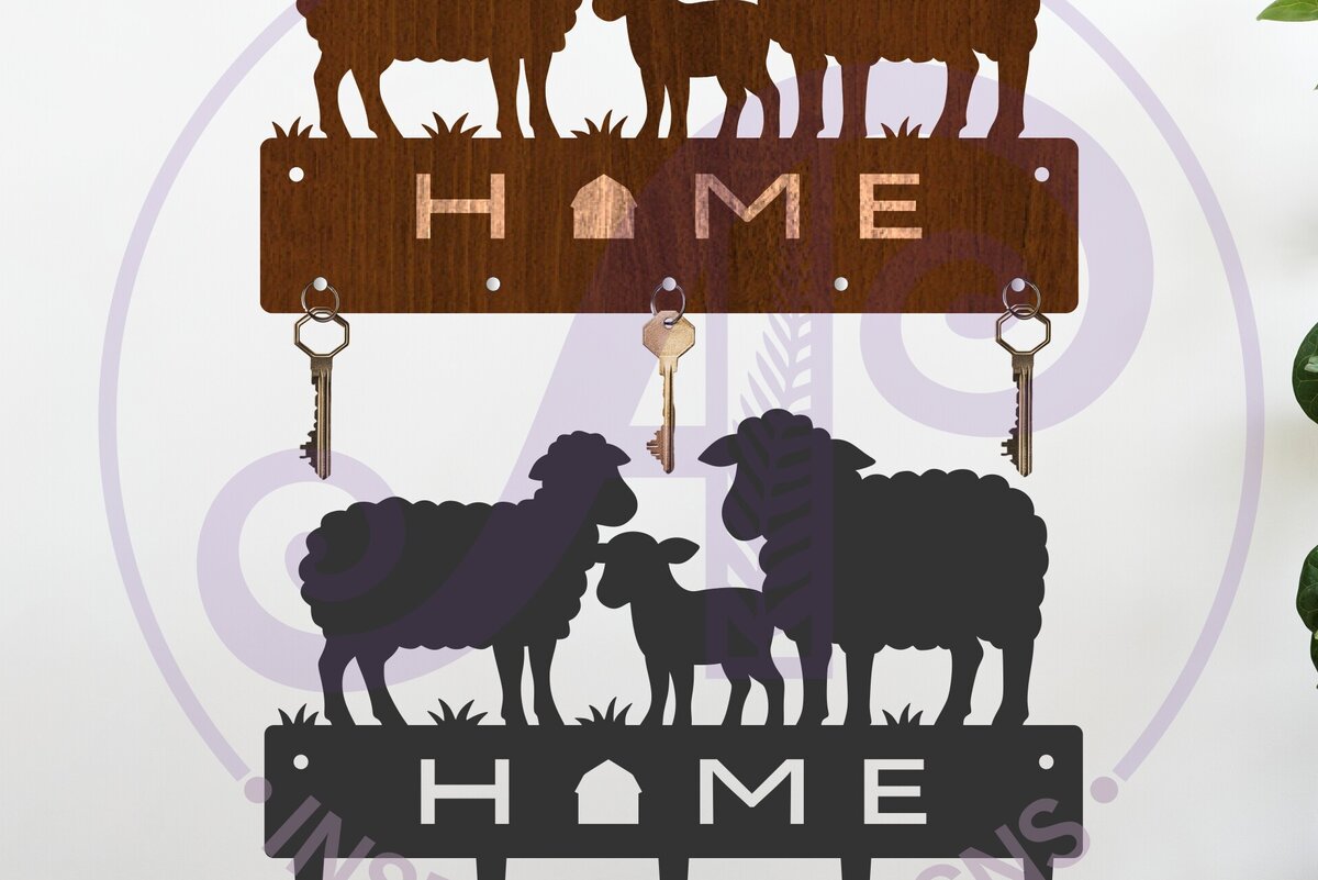 Intra απο ξύλο plywood  Χρώμα wenge 3mm-4mm πάχος - Σχέδια θήκης κλειδιού προβάτων αγροκτήματος με λέιζερ Δίασταση 30x20 cm INTRAFABR-23770506