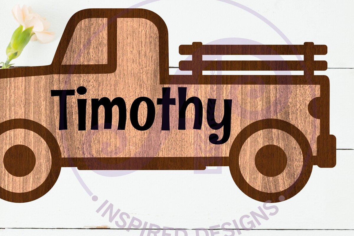 Intra απο ξύλο plywood  Χρώμα wenge 3mm-4mm πάχος - Πινακίδα ονόματος δύο επιπέδων περίγραμμα αγροτικού φορτηγού Δίασταση 30x20 cm INTRAFABR-23654151