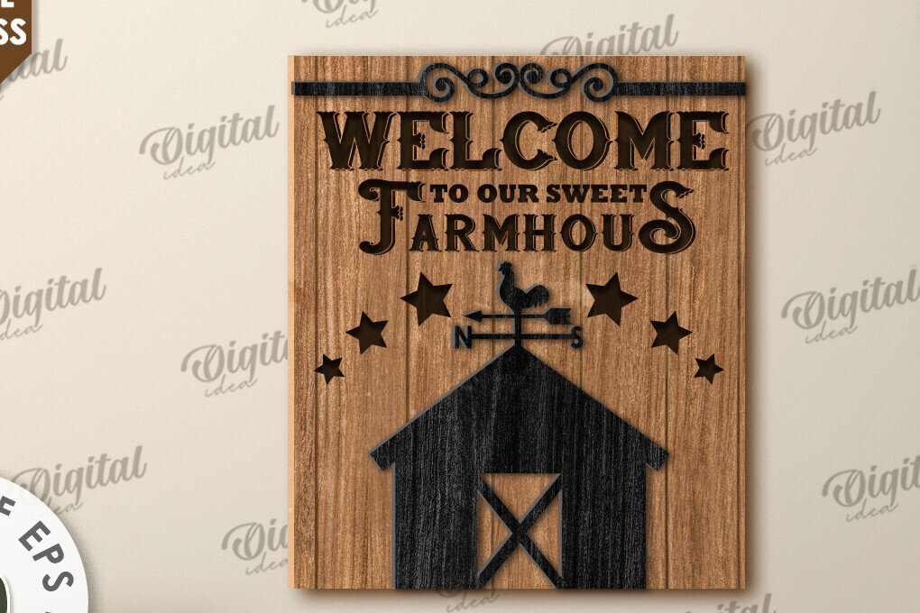 Intra απο ξύλο plywood  Χρώμα wenge 3mm-4mm πάχος - Farmer's Wall Decor . Σημάδι σπιτιού Δίασταση 30x20 cm INTRAFABR-16521412