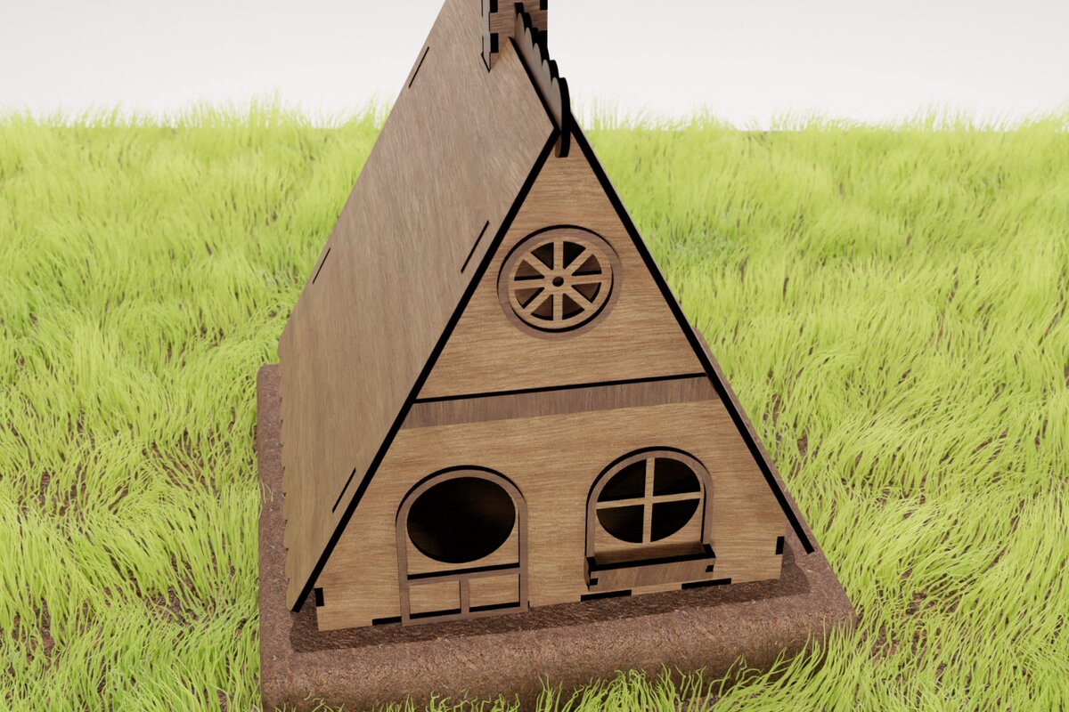 Intra απο ξύλο plywood  Χρώμα wenge 3mm-4mm πάχος - με λέιζερ Farmhouse Birdhouse Δίασταση 125x125 cm INTRAFABR-121919914