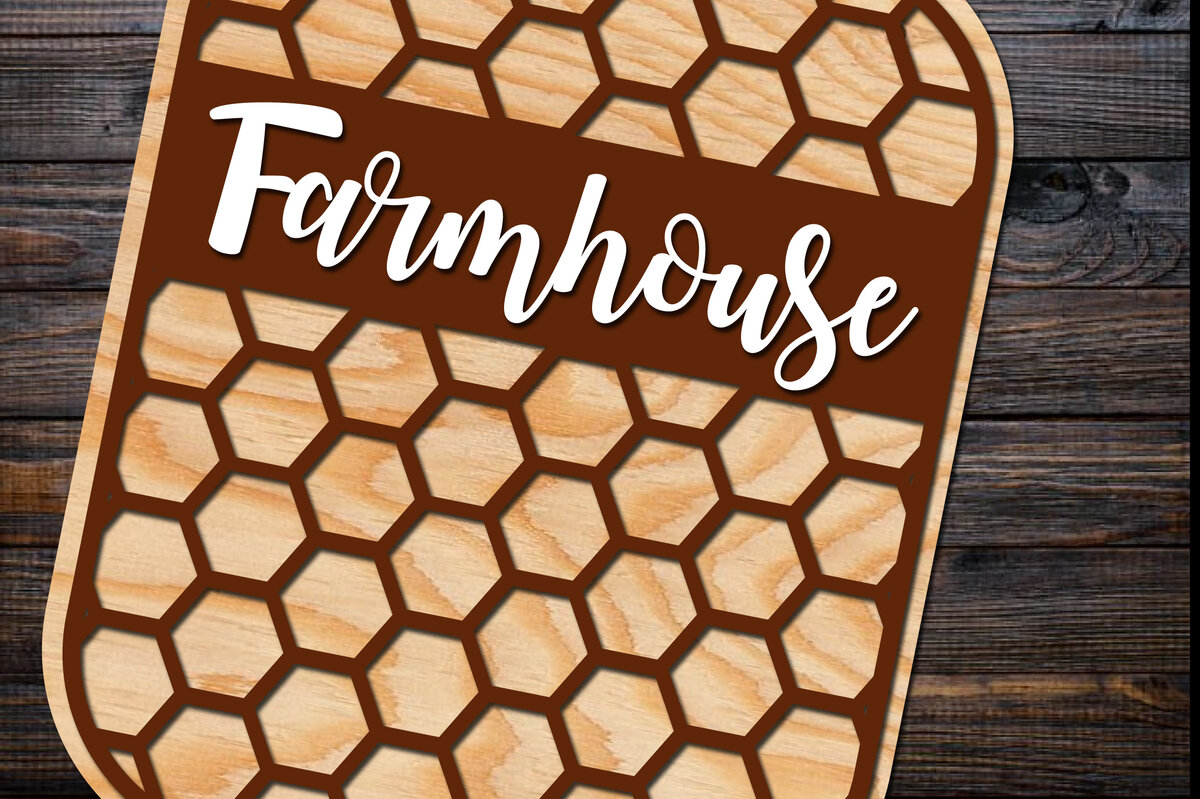 Intra απο ξύλο plywood  Χρώμα wenge 3mm-4mm πάχος - Πινακίδα πόρτας κομμένη με λέιζερ αγροικίας Δίασταση 30x20 cm INTRAFABR-105586284