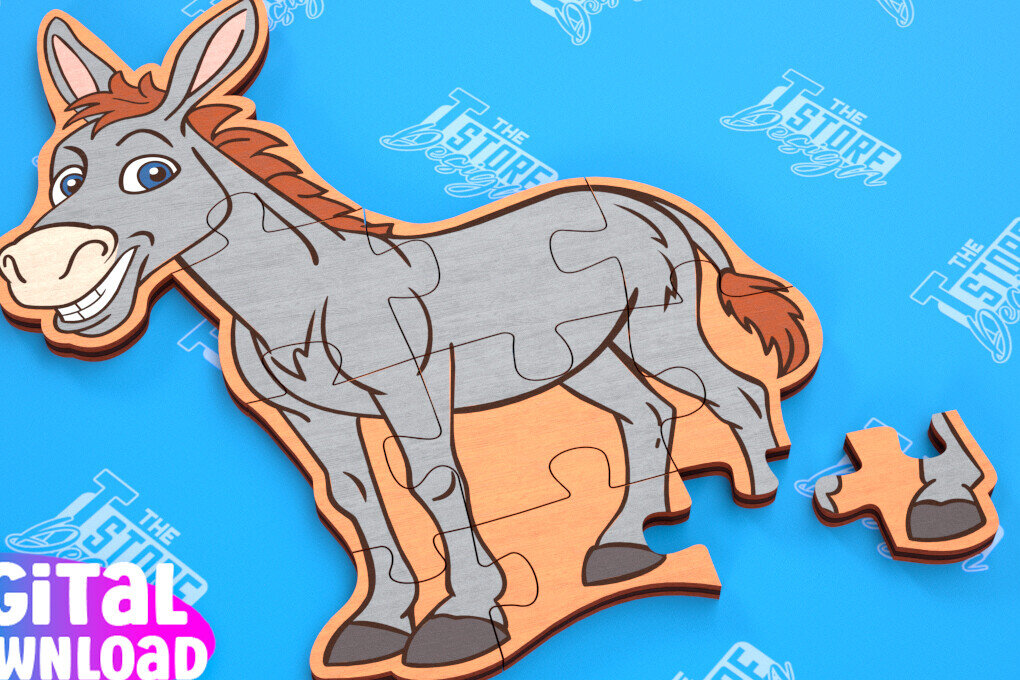 Intra απο ξύλο plywood  Χρώμα wenge 3mm-4mm πάχος - Παζλ Αγροικία | Παζλ σε σχήμα γαϊδουριού Δίασταση 30x20 cm INTRAFABR-105556292