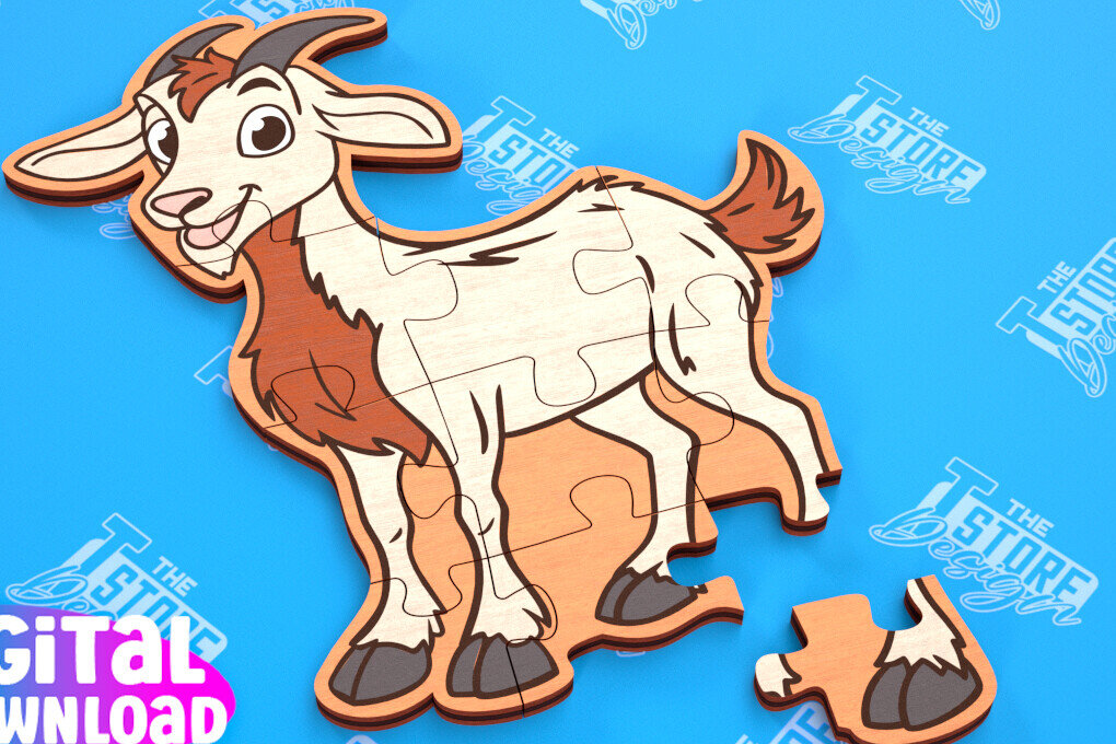 Intra απο ξύλο plywood  Χρώμα wenge 3mm-4mm πάχος - Παζλ Αγροικία | Παζλ σε σχήμα κατσίκας|CNC Δίασταση 30x20 cm INTRAFABR-105555931